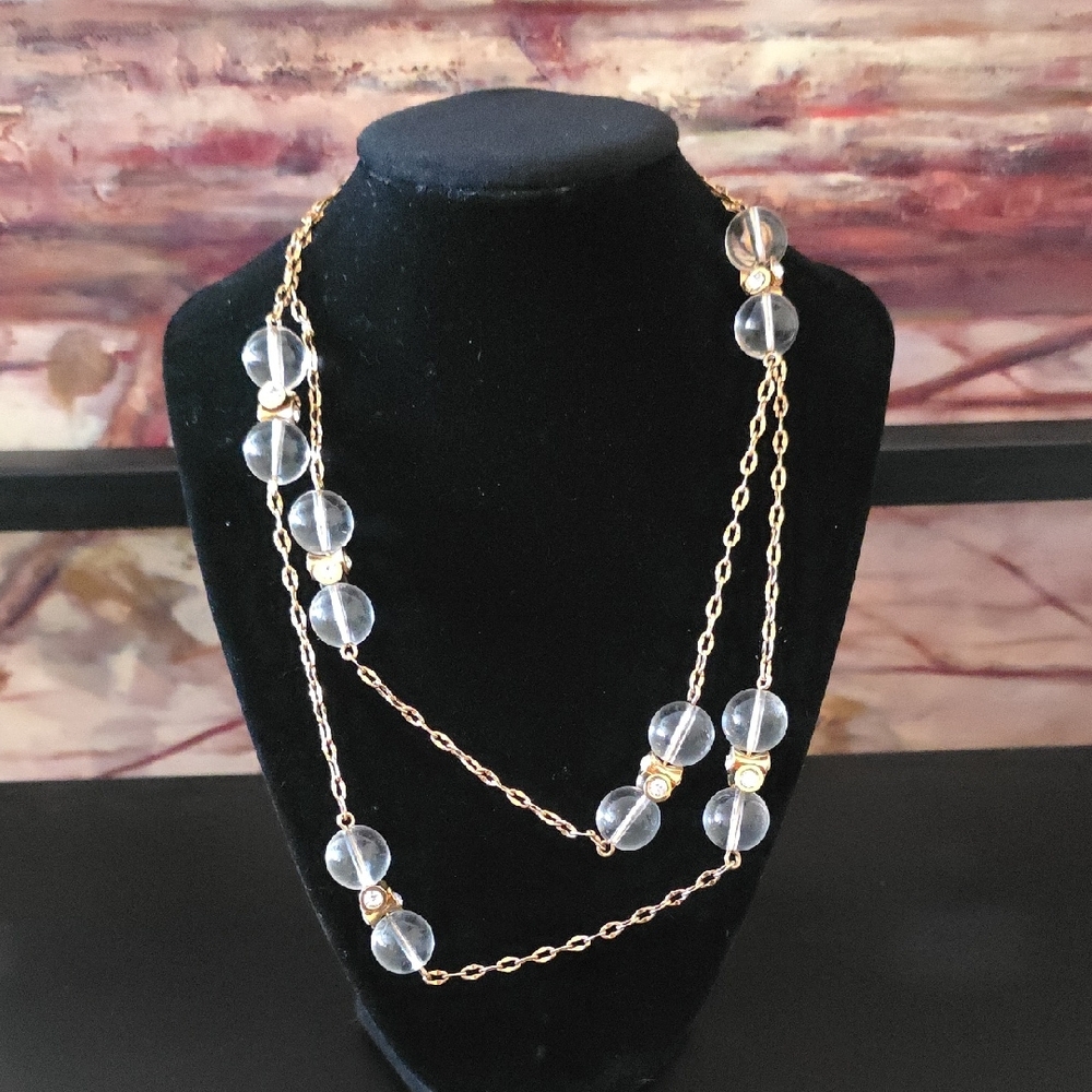 Elegant Gold and Clear Beaded Necklace